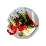 Grilled hot peppers